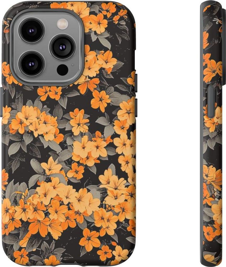 Leuchtende orangefarbene Blüten – Handyhülle Kompatibel mit iPhone 14 Pro