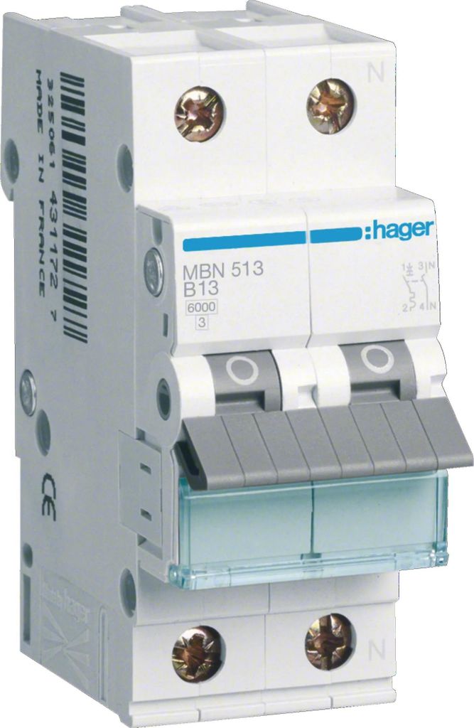 Hager LS-SCHALTER 1P+N 13A-B 6KA2PLE (MBN513) Produktbild 