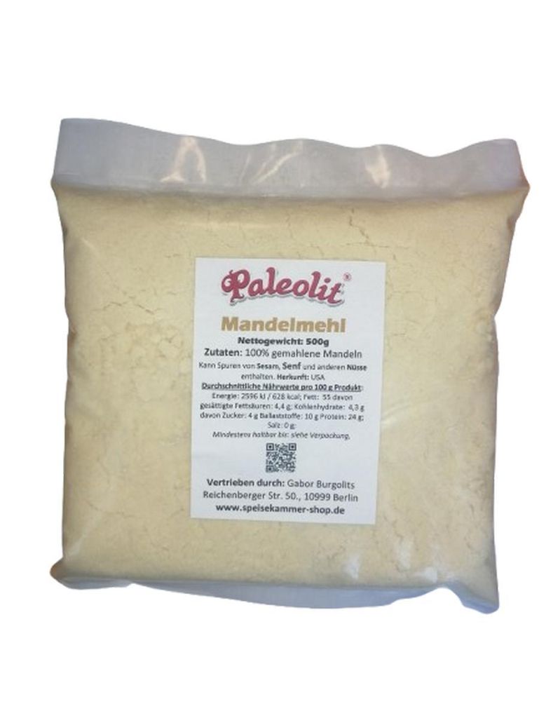 Paleolit Mandelmehl gemahlene Mandeln 500g nicht entölt / naturbelassen / glutenfrei / kohlenhydratarm