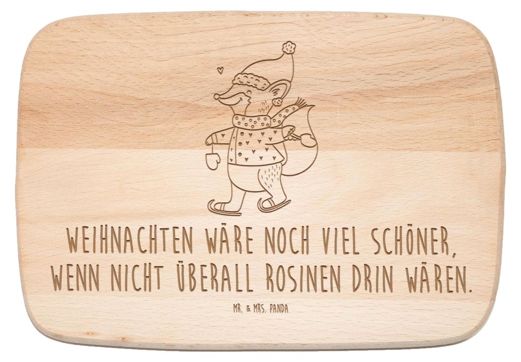 Mr. & Mrs. Panda Schneidebrett Fuchs Schlittschuhe - Transparent - Geschenk, Winter, Heiligabend, Weihnachten, Tannenbaum, Frühstücksbrettchen, W...