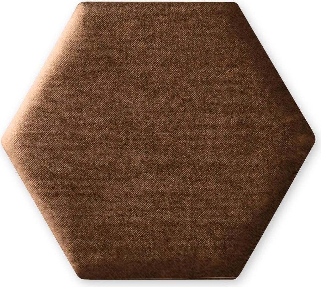 TAPHICEROS Hex Wandpaneel Polsterpaneel, 30x26 cm, ALOVA 59, Hellbraun, Wandkissen Hexagon Wandpolster Kopfteil für Bett Gepolstert Polsterplatte