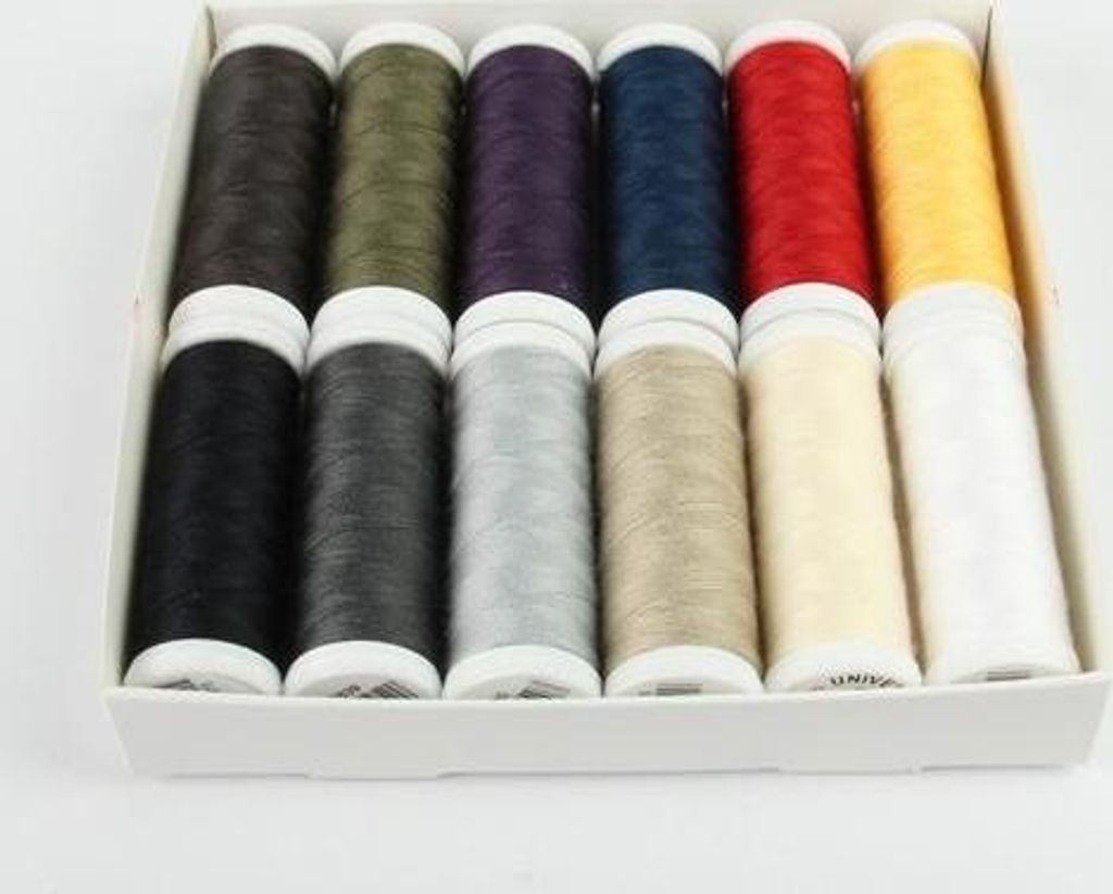 ACKERMANN Nähgarn-Set – 12 Farben à 200 M, Stärke 120, In Box