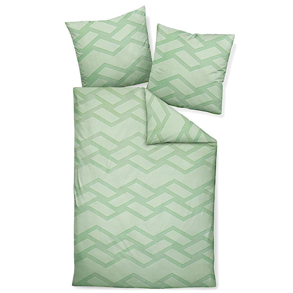 Janine Design Mako-Satin Bettwäsche-Garnitur J. D. 87082 Farbe grün-06 Größe 155x220 + 80x80cm