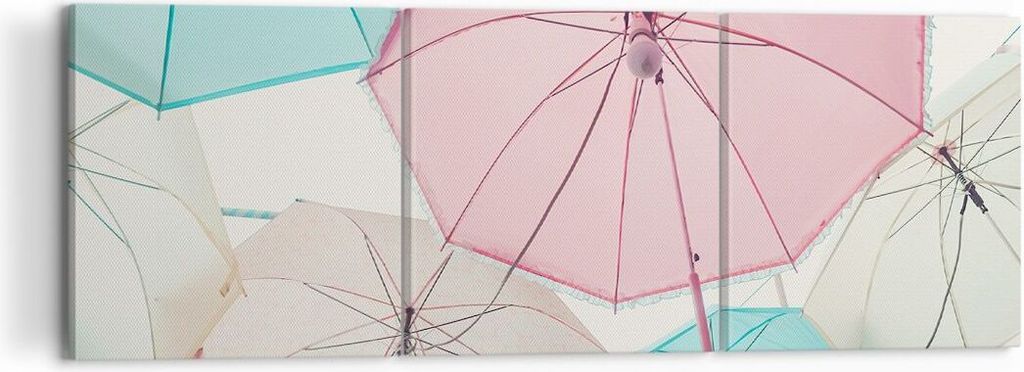 Bild auf Leinwand - Leinwandbild - Regenschirme Glühbirne Improvisation - 120x40cm - Wand Bild - Wanddeko - Leinwanddruck - Bilder - Kunstdruck - ...