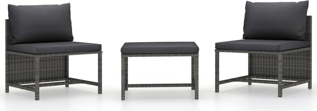 Maison Exclusive - 3-tlg. Garten-Sofagarnitur mit Kissen Grau Poly Rattan