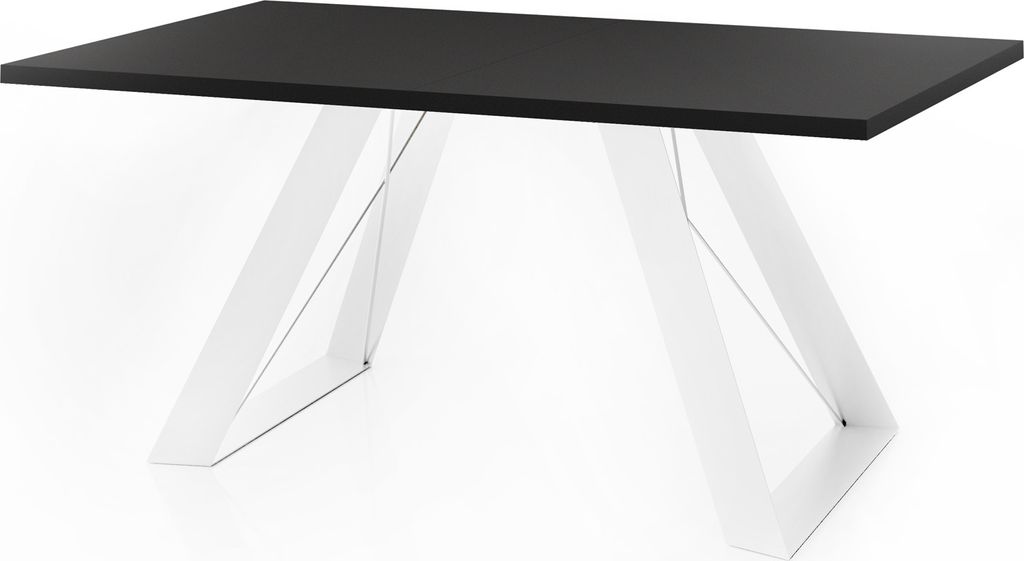 Esstisch Colter Weiß im Modern Still, Rechteckig Tisch - Ausziehbar von 160 cm bis 260 cm, Pulverbeschichtete Weiße Metallbeine - 160 x 80 cm - S...