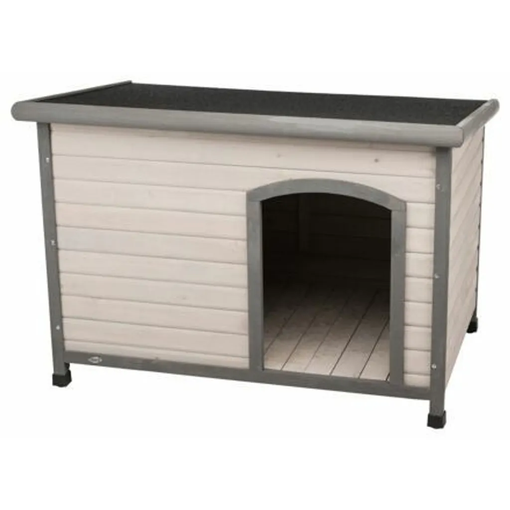 Niche pour chien Trixie Natura XL toit plat ouvrant gris bois résistant