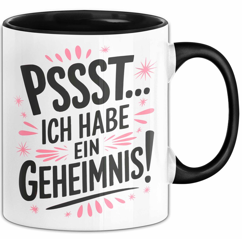Big Sister Ältere Geschwister Schwestern Tasse Becher Geschenk Lustige Geschenkidee Spruch Ich Habe Ein Geheimnis (Schwarz)