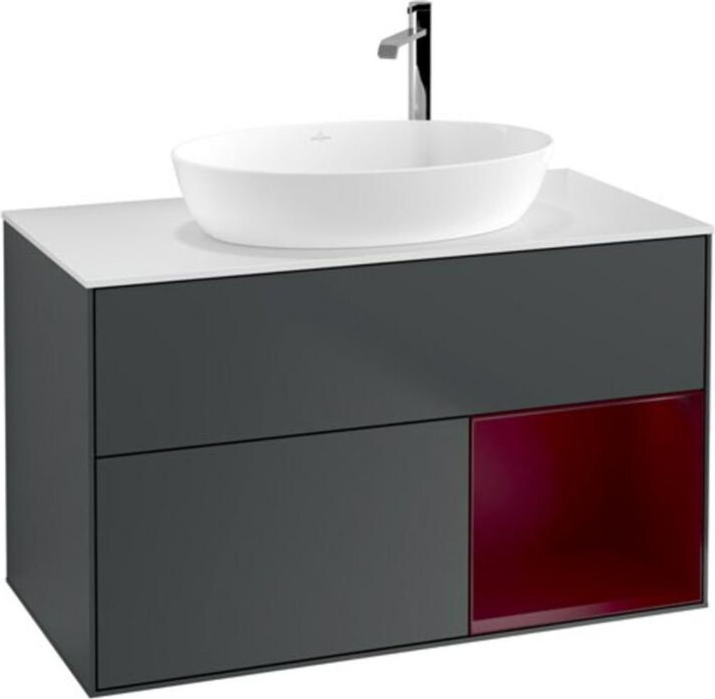 V&B Waschtischunterschrank Wandbeleuchtung Finion 100, Pl w m, Reg Peo m Lac, md bl. m Lac