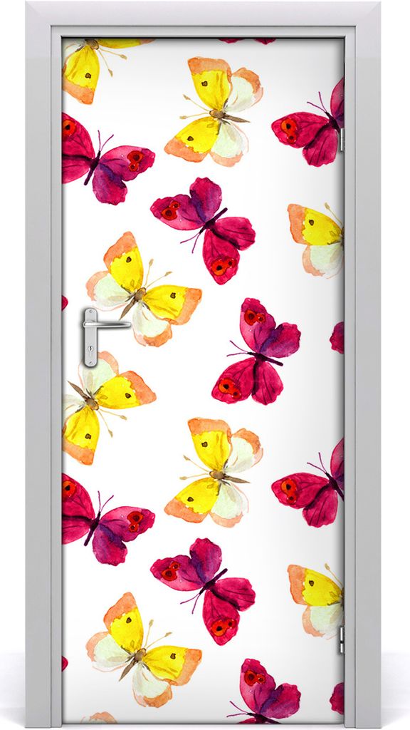 Tulup Türaufkleber 85x205 cm Dekorative Aufkleber Selbstklebend Wasserdichte Tapete Abnehmbar Schlafzimmer Wohnzimmer Wohnkultur - bunte Schmetter...