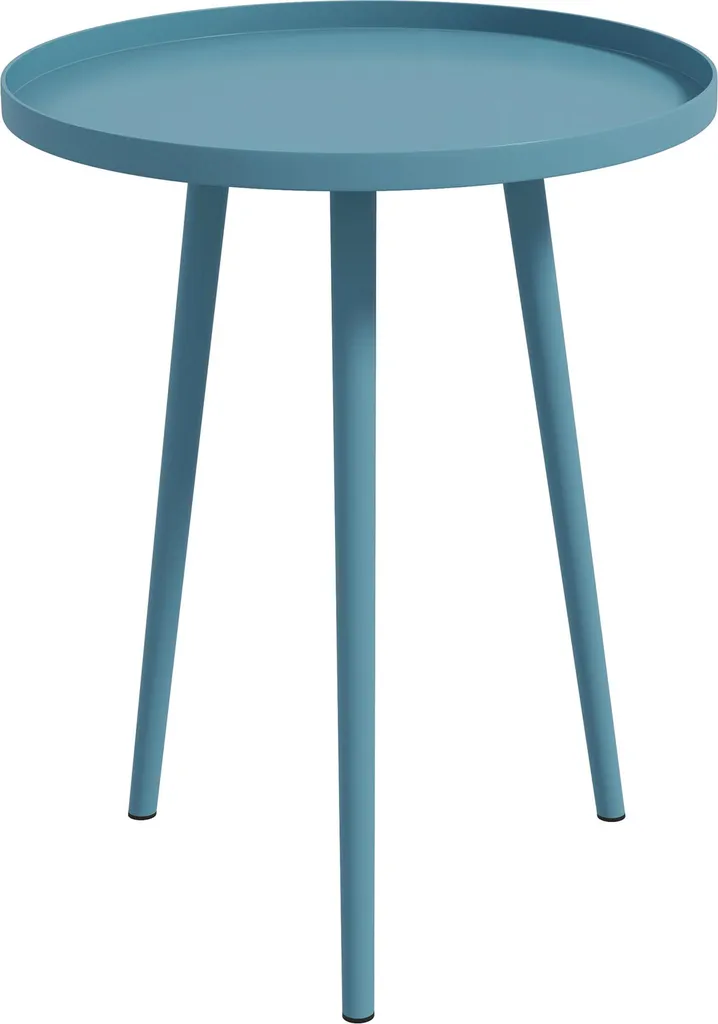 Table basse de jardin ronde bleu en acier Ø40 x 50H cm pour extérieur