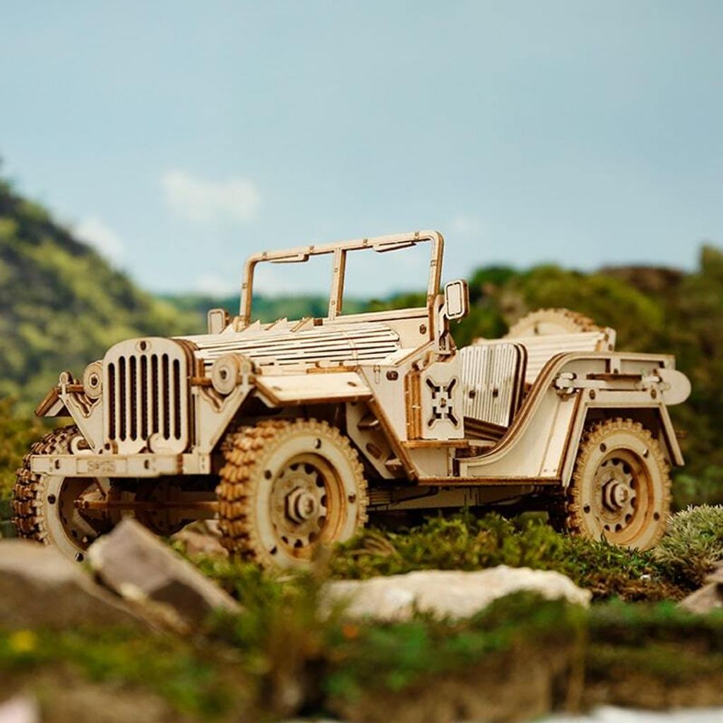 3D-Holzpuzzle Armee-Feldwagen - langanhaltender Puzzlespaß Produktbild 