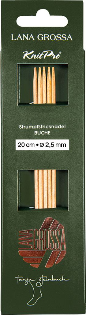 Lana Grossa - Strumpfstricknadel Holz Buche 20cm 2,5mm Produktbild 1