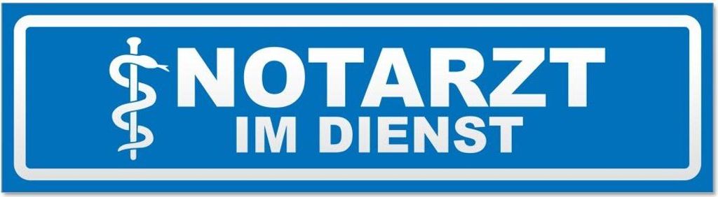 Kiwistar - Autoaufkleber - Blau - 60 x 16 cm - Notarzt im Dienst invertiert - Hinweis Aufkleber Sticker für Auto, Kfz, Fahrrad, PKW, LKW