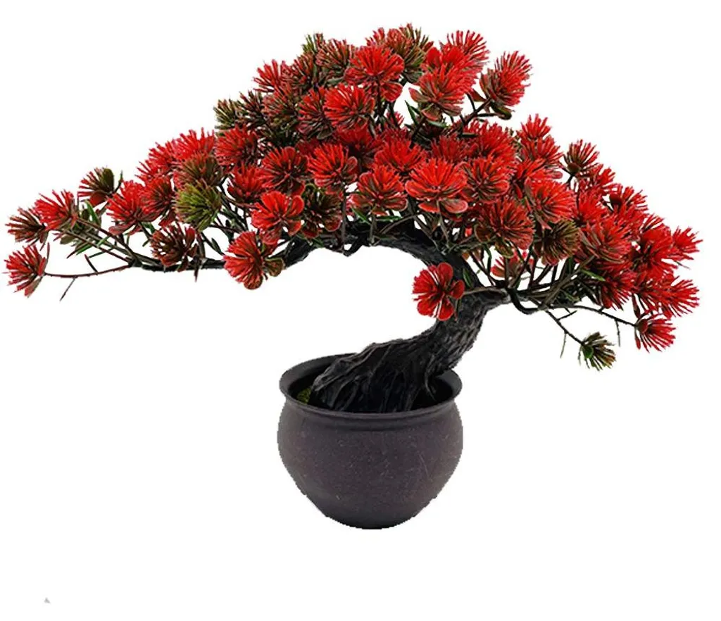 Arbre Zen Japonais Artificiel 33cm - Bonsaï Rouge sans Entretien Idéal