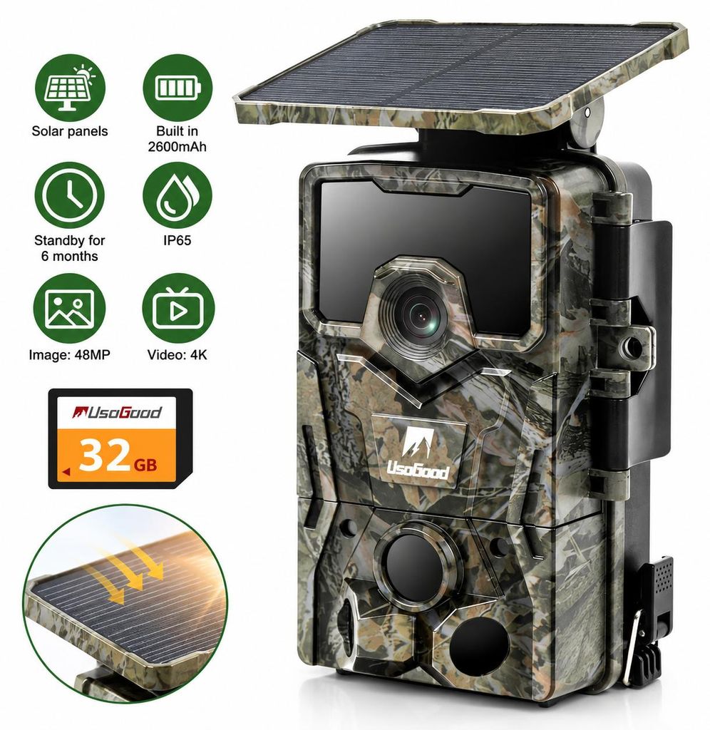 4K 48MP Wildkamera Solar Wildtierkamera mit Nachtsicht Produktbild 