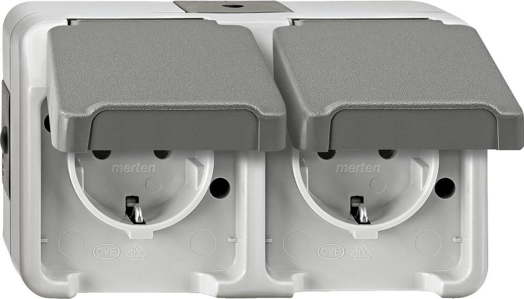 Merten SCHUKO-Doppel-Steck- MEG2320-8029 Dose lgr waag. m.BRS AQUASTAR