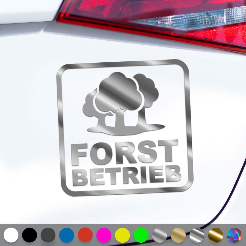PantherPixel Forstbetrieb Forstwirt Aufkleber Forstbedarf Sticker Auto Geschenkidee Farbe Chrom-Silber