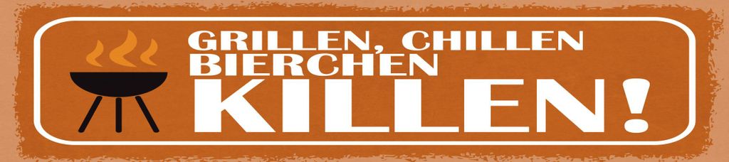 vianmo Holzschild 10x46 cm Grillen chillen Bierchen killen