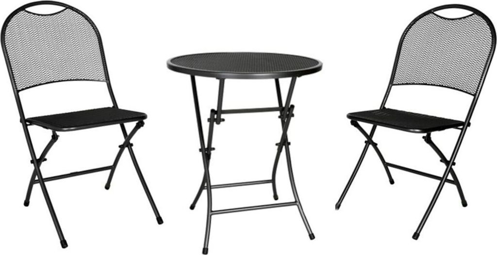 Bistro-Set 3-tlg. Sitzgarnitur Gartenmöbel Balkonmöbel Tisch Stühle Streckmetall