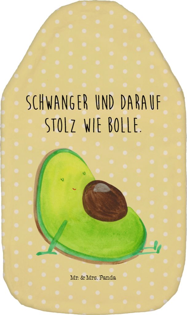 Mr. & Mrs. Panda Wärmflasche Avocado Schwangerschaft - Gelb Pastell - Geschenk, Wärmekissen, Baby, Wärmeflasche, Gesund, Wärmflaschen, Schwange...