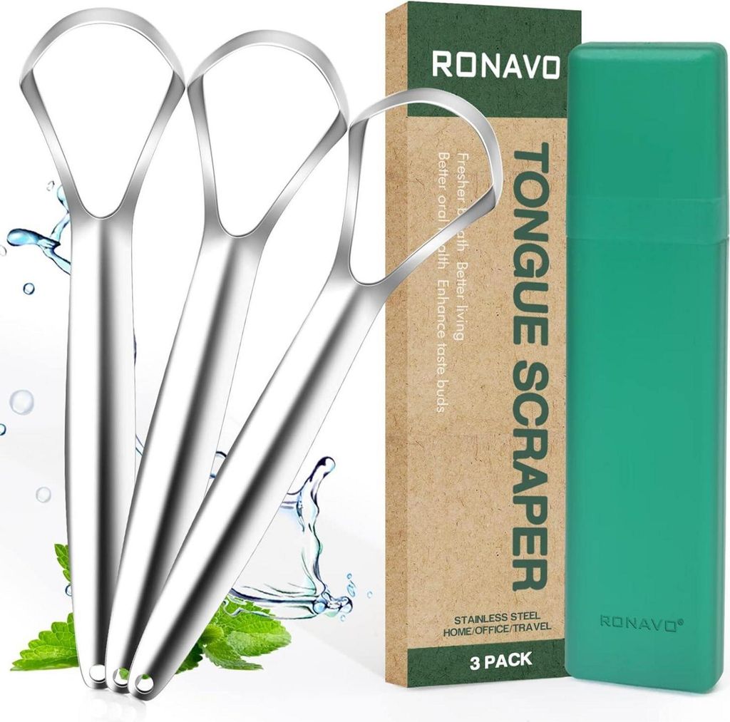 Škrabka na jazyk sada 3 kusů s cestovním pouzdrem Nerezový Obrázek produktu 