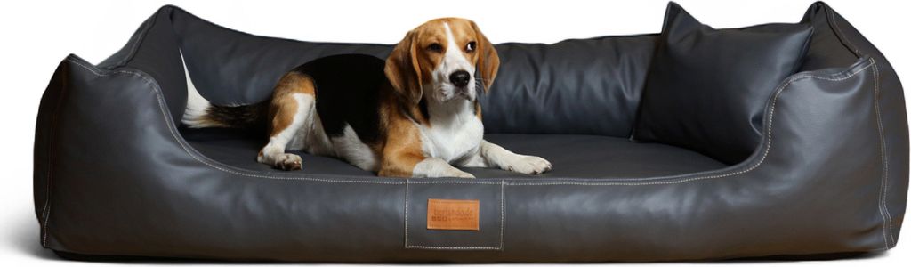 tierlando Orthopädisches Hundebett Maddox Kunstleder Hundesofa Mittelgroß Große Hunde Hundesofa XL XXL - Größe: 150x100cm | Farbe: 02 Graphit