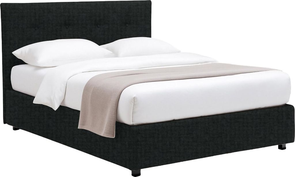 Dmora Doppelbett Melilli Dunkelgrau, Abnehmbarer Bezug mit Stauraum