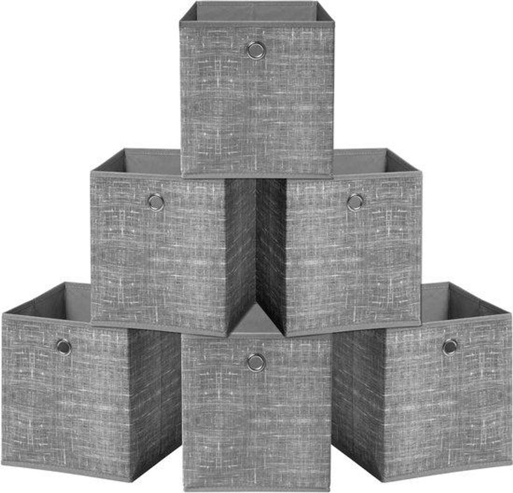 Famanu Aufbewahrungsboxen Grau mit Durchgriffgriffen - platzsparende Stoffkubus Aufbewahrungslösungen für Kleidung, Spielzeug, Bücher (33 x 33 x 33