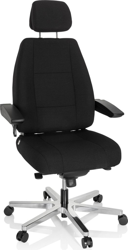 hjh OFFICE XXL Drehstuhl 24 HOURS I Bürostuhl gepolstert bis 150 kg belastbar mit abklappbaren Armlehnen Stoff für Büro, Zuhause