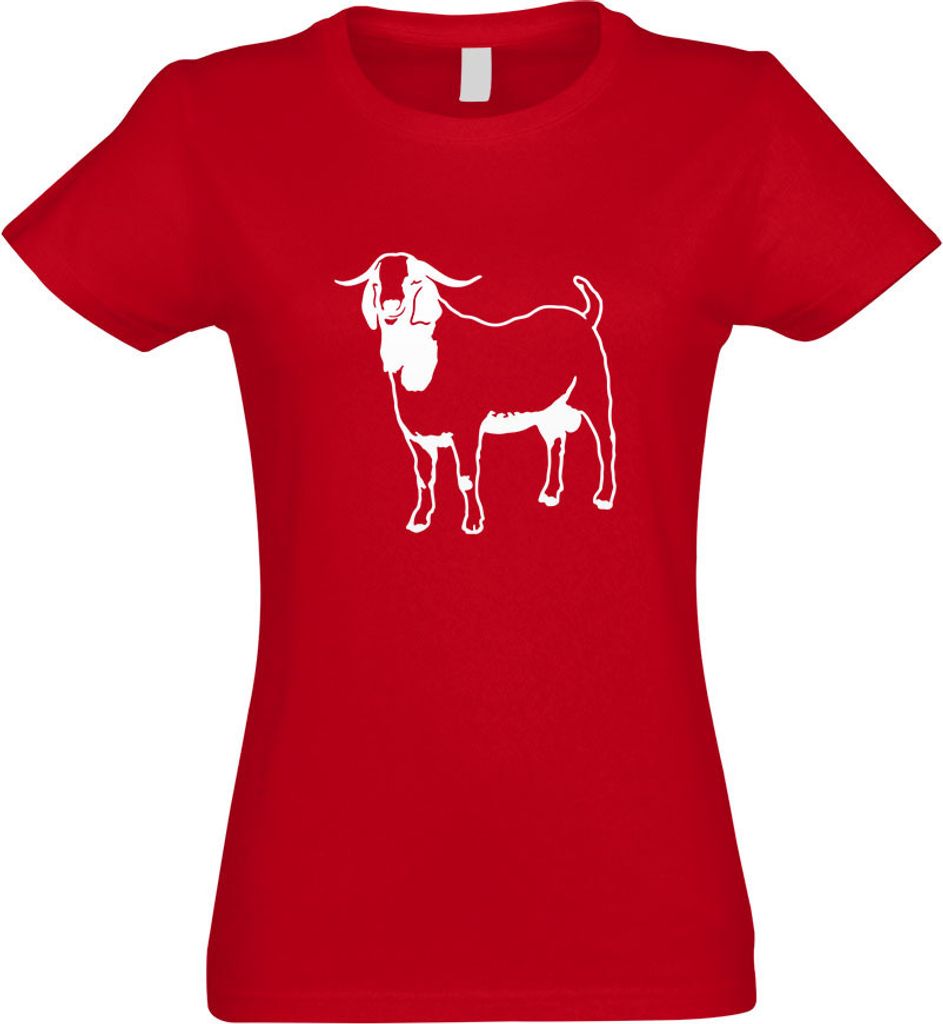 Kiwistar - T-Shirt tailliert - Damen - rot - Hausziege Motiv 1- Ziegen - mit Motiv Bedruckt - Funshirt Design - Sport - Freizeit - Damen - S