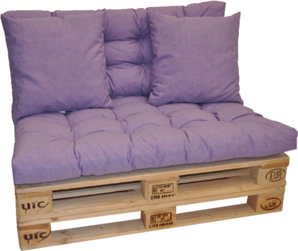 Premium Polster , Kissen für Europalette Set Sitzkissen - Rückenkissen - Zierkissen Colore Viola (violett)