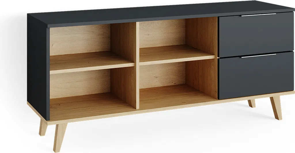 Commode 134x61cm Vicco Nautica Anthracite - Large Volume de Rangement