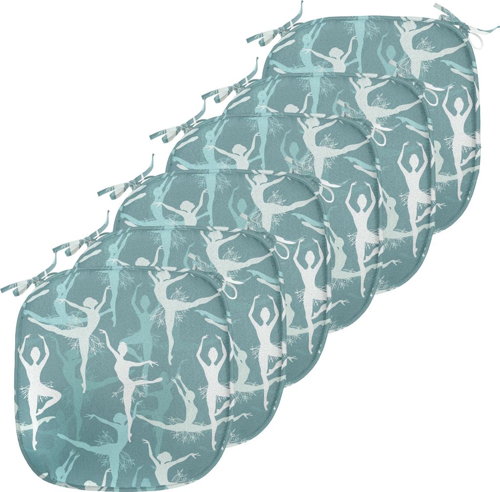 ABAKUHAUS Klassisch Polster für Esszimmerstühle, Ballerinas Tanzen Kunst, Dekoratives wasserfestes Kissen mit Riemen für Küchensitze, 40 cm x 4...