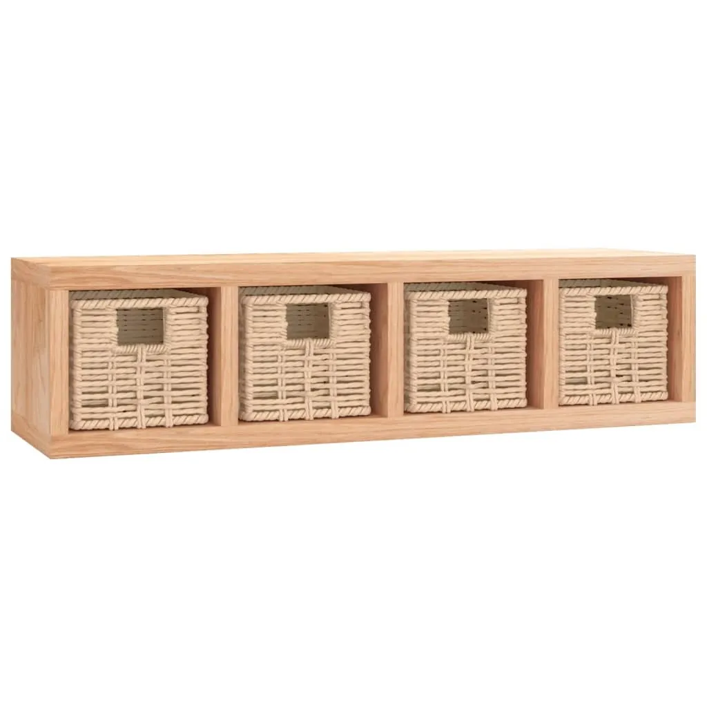 Organizer Parete Noce Massiccio 62cm | Design Moderno con Cestini