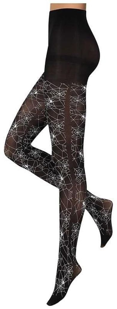 krautwear Damen Strumpfhose schwarz mit Spinnennetz-Motiv Produktbild 