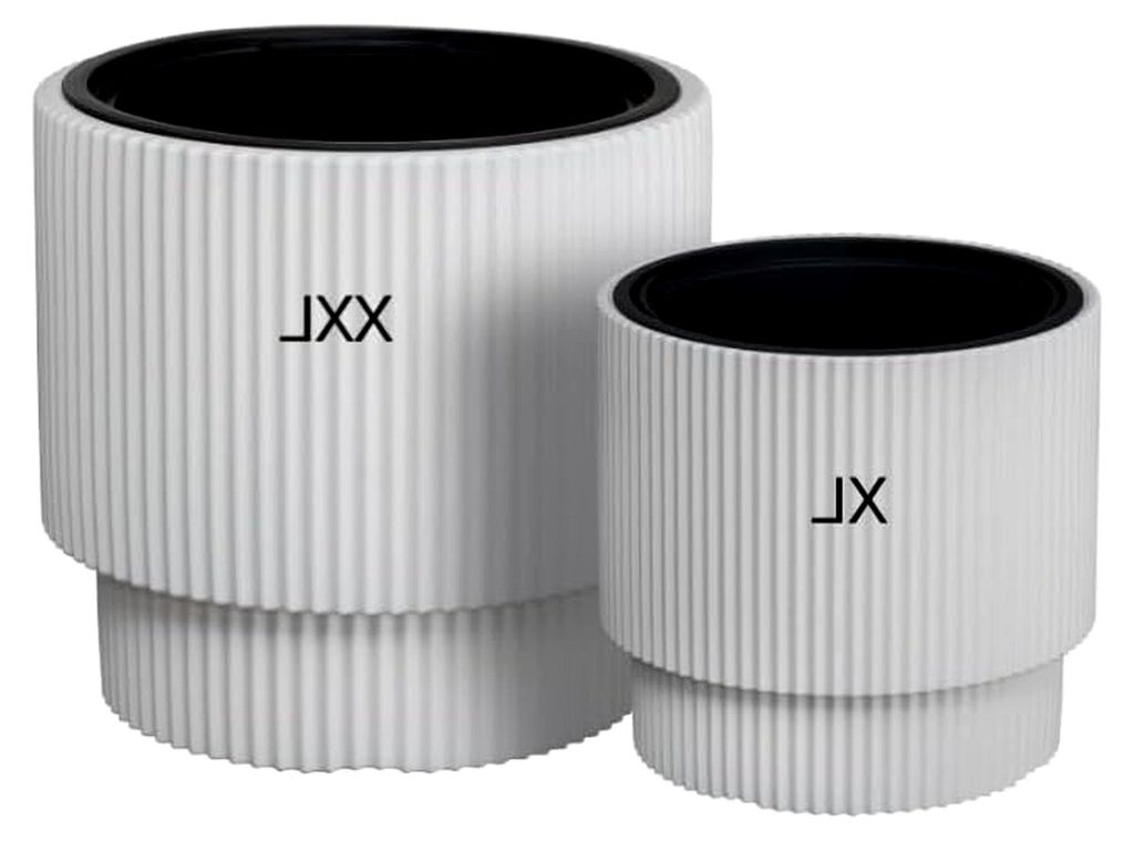 Blumenkübel Blumentopf mit Herausnehmbaren Einsatz Rund Dekorativ Frostbeständiger SET2: XXL+XL (Weiß)
