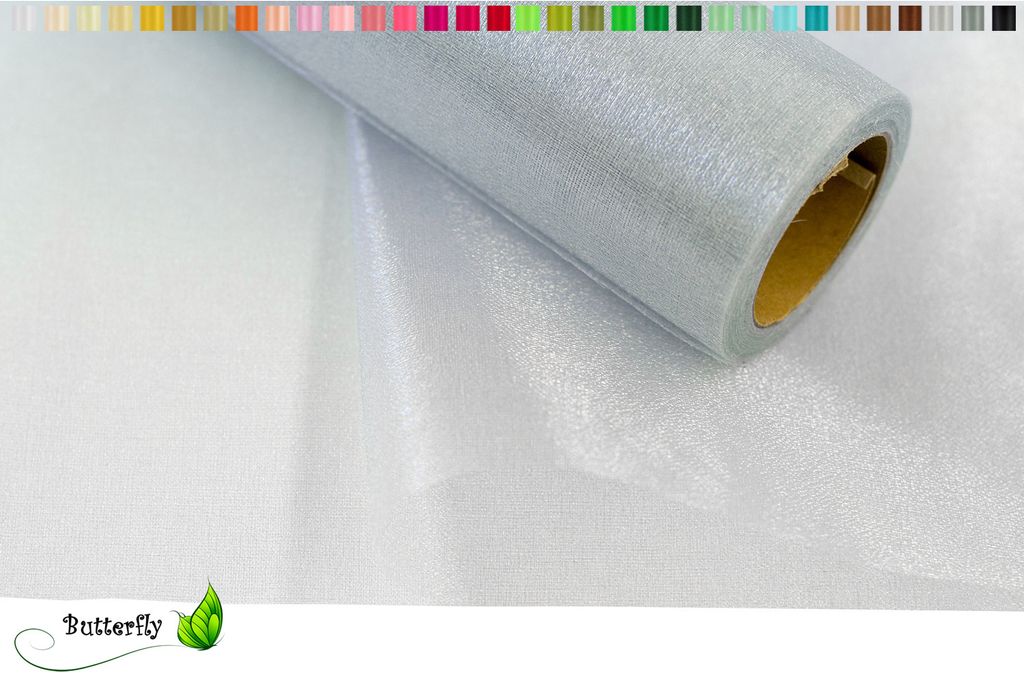 9m Rolle Organza 36cm SNOW, Farbauswahl:hell silber / grau 012H