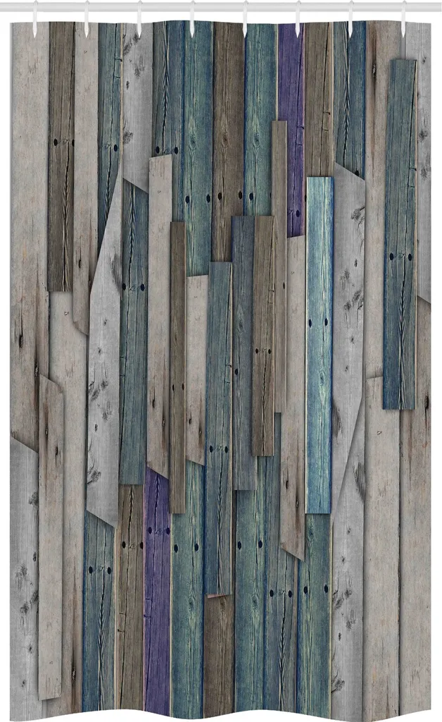 Tenda Doccia Rustica ABAKUHAUS 120x180 cm | Blu Grigio Grunge Wood