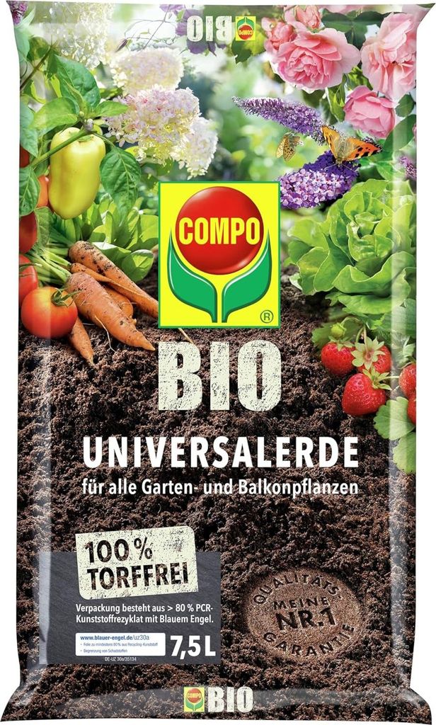 COMPO BIO Universal-Erde torffrei 7,5 l 4008398112240 214023 11224 blumenerde pflanzerde