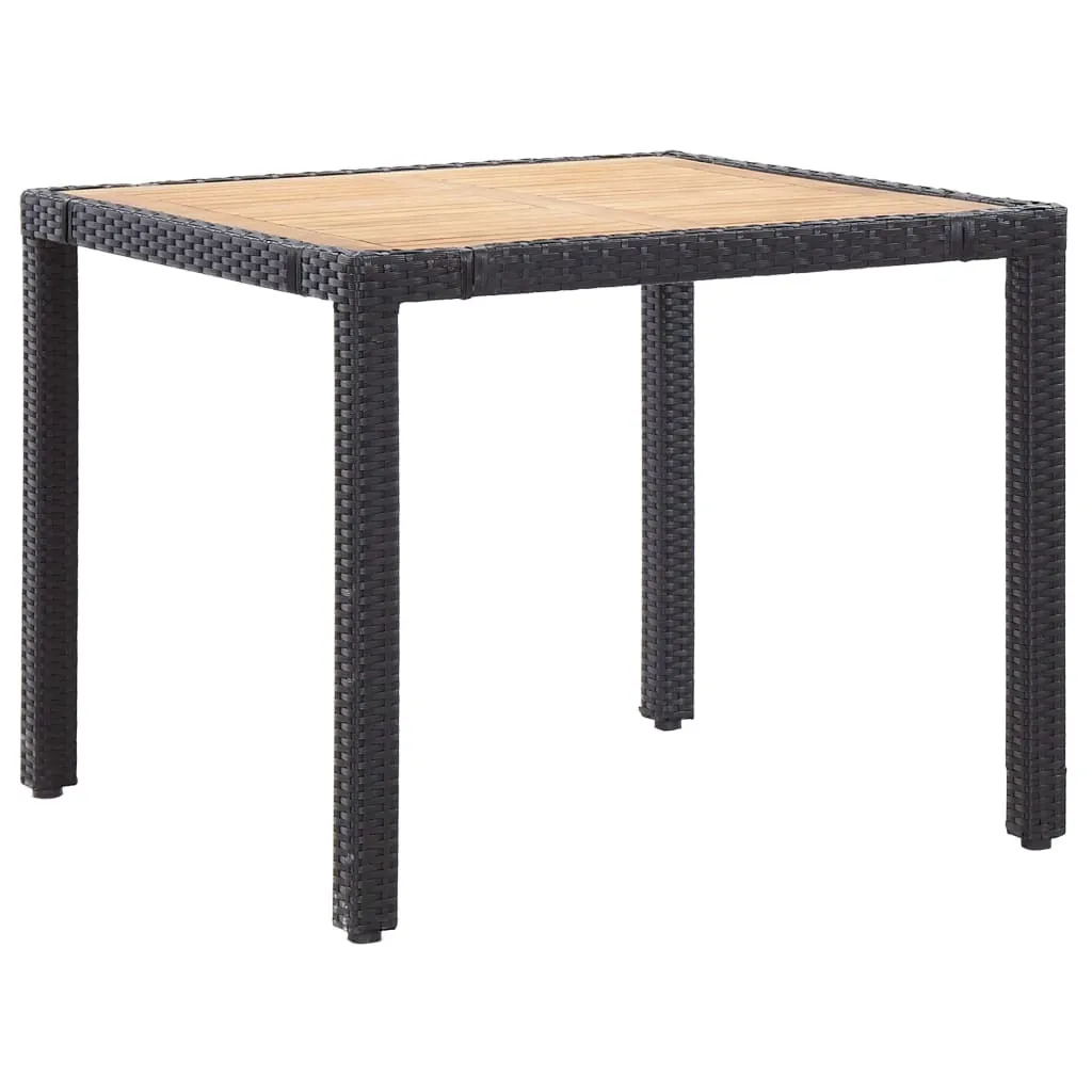 Aménagement jardin ensemble 5 pièces poly rotin noir pour repas dehors