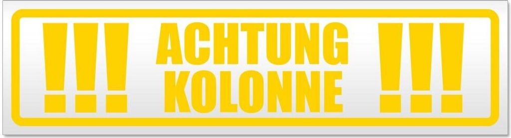 Kiwistar Achtung Kolonne Magnetschild Schild magnetisch - 30cm Gelb - Magnetfolie für Auto PKW Kfz