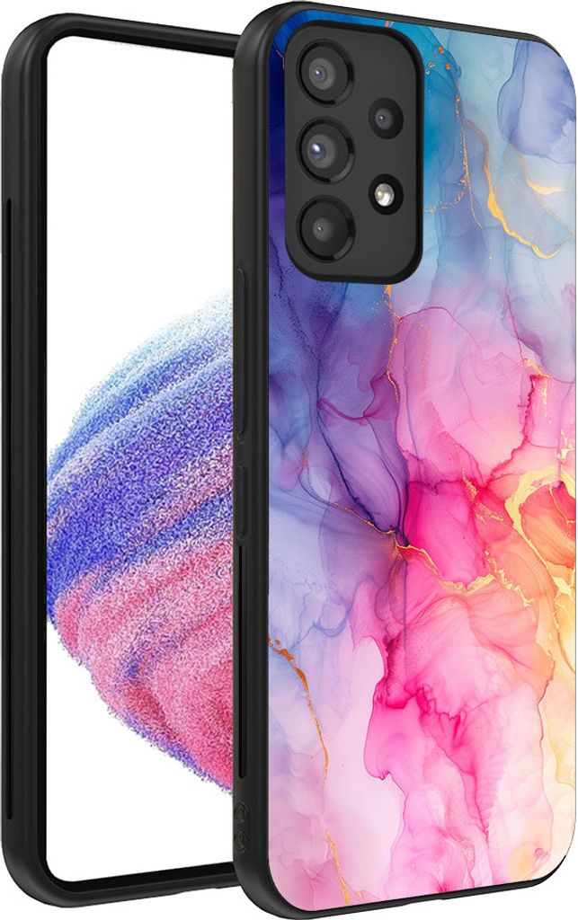Smartphonica Handytasche passend für Samsung Galaxy A53 5G mit Marmordruck - TPU Rückseitenschutzhülle Marmordesign - Regenbogen