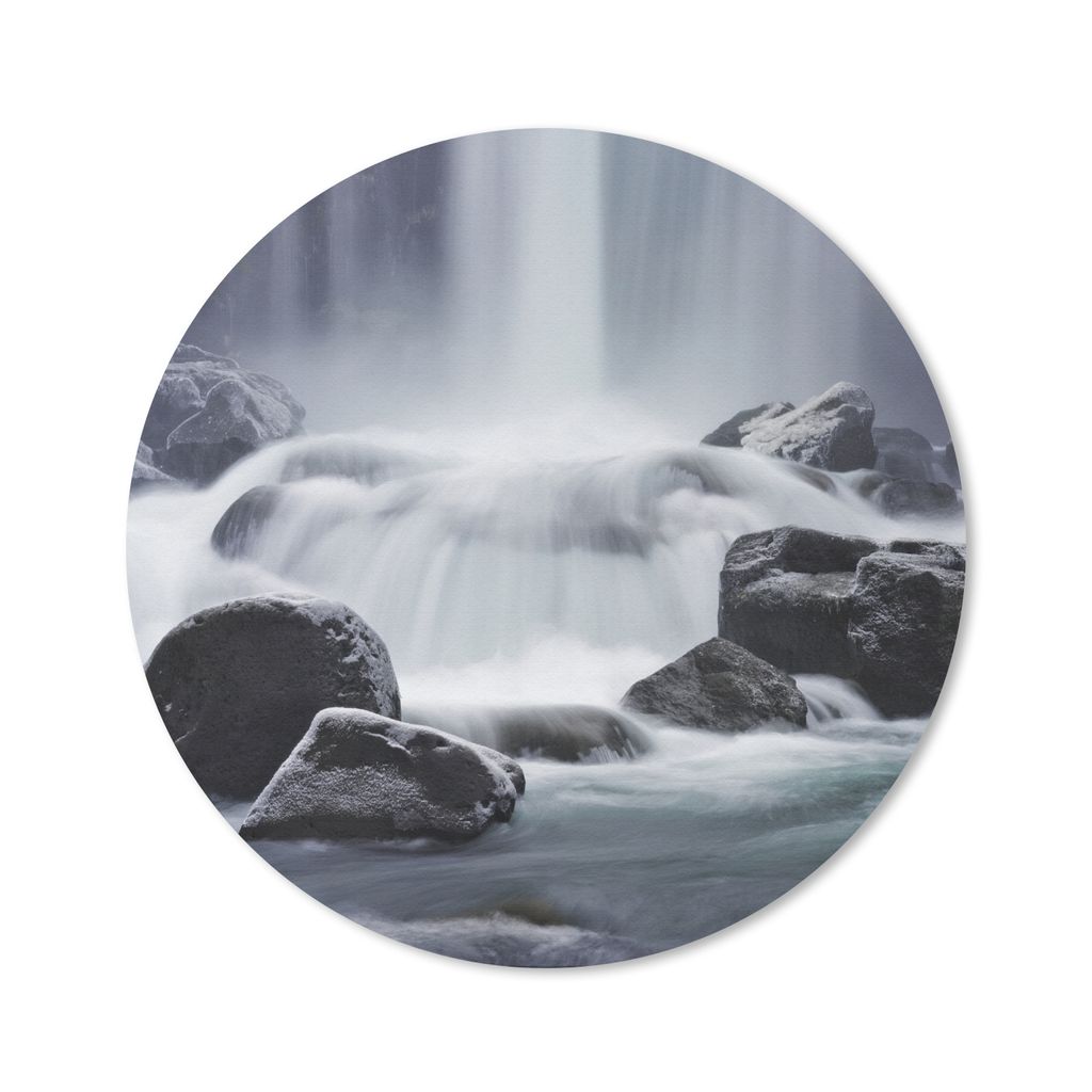 MuchoWow Mauspad Mousepad Wasserfall - Steine - Natur 20x20 cm - Mousepads - Maus Mat - Pad - Mausunterlage - Schreibtischmatte