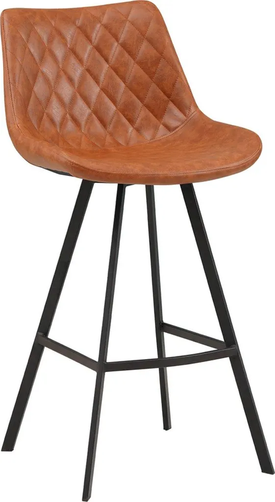 Sgabello moderno Happyment - Arancione - Con schienale e poggiapiedi - Per cucina e bar - Similcuoio - 1 pezzo