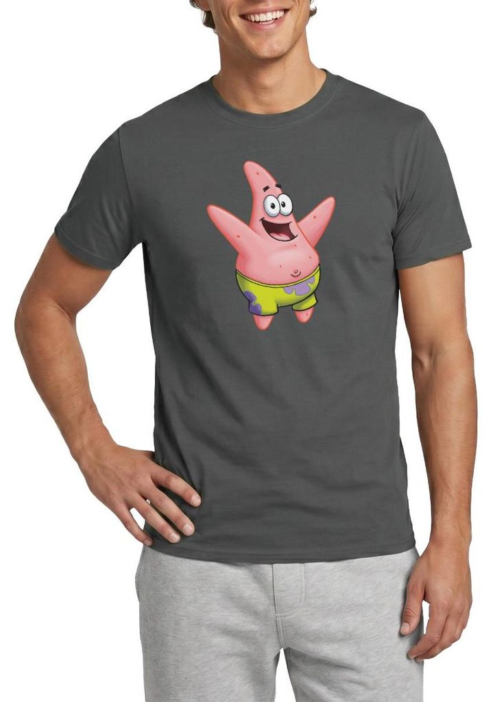 Spreadshirt Spongebob Schwammkopf Patrick Star Design Männer T-Shirt, XXL, Anthrazit