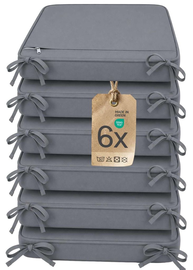 Sitzkissen Stuhlkissen Indoor & Outdoor 6er Set 45x45 cm - Produktbild 