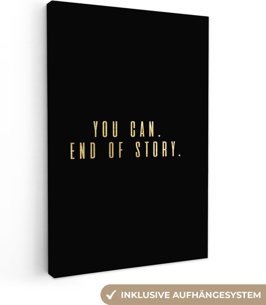 OneMillionCanvasses - Leinwandbilder - 90x140 cm, Zitate - Motivation - Gold, Wandbilder Kunstdruck Wanddekoration - Wandschmucke - Schlafzimmer