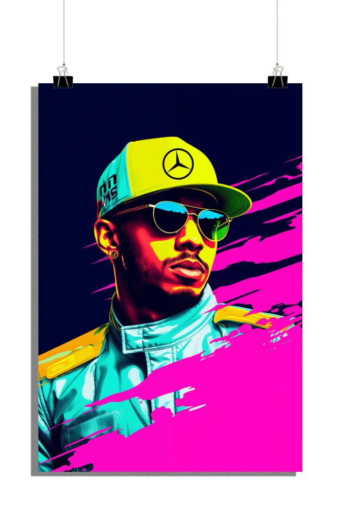 Lewis Hamilton Poster - F1 Poster - Rennsport Poster - Auto Poster - Pop Art Poster - Speed Poster - 51x71cm - Perfekt zum Einrahmen