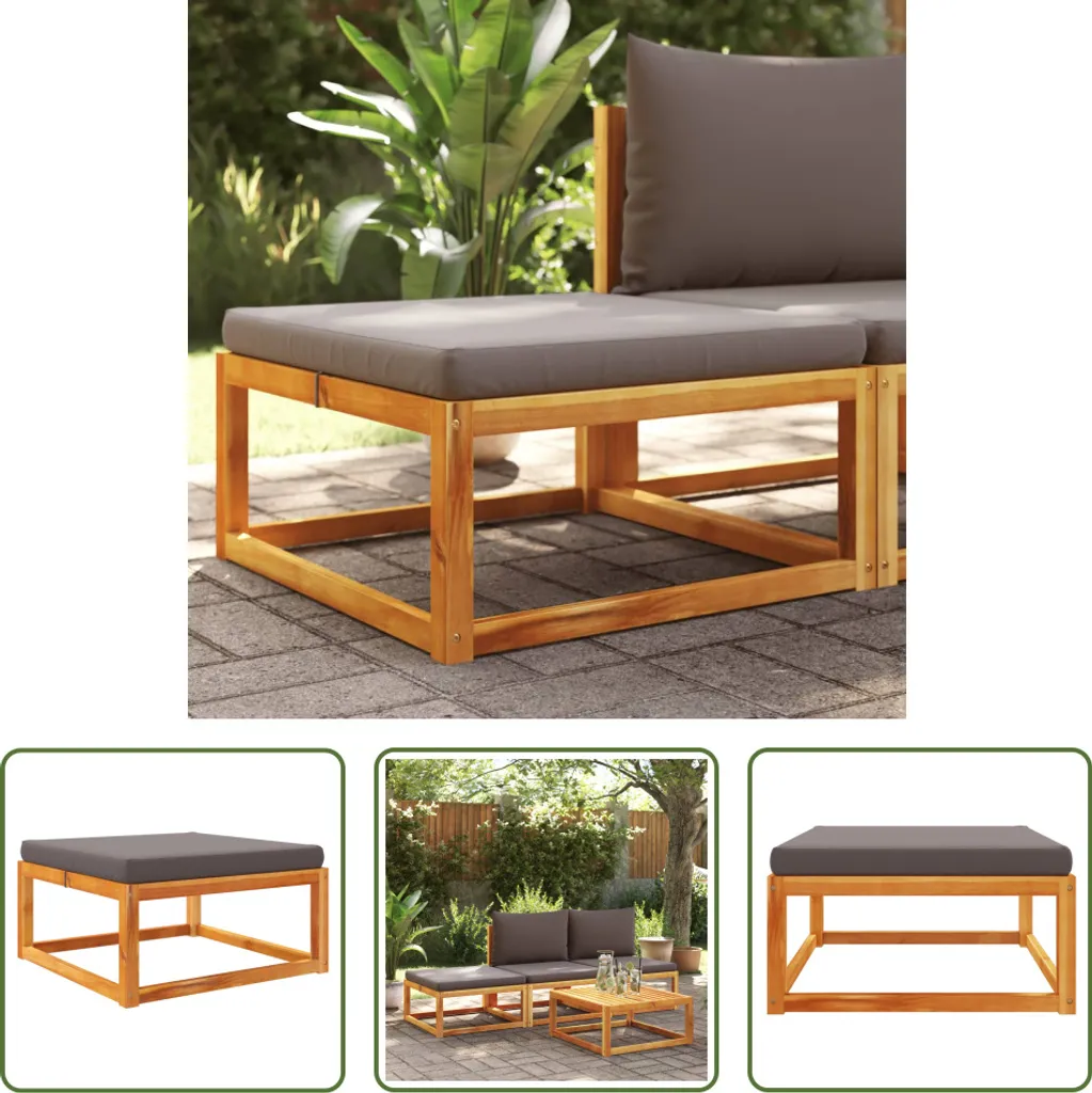 Sgabello Giardino in Acacia con Cuscino 65x65x29 cm | The Living Store